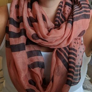4/$15! Infinity Scarf or Shawl, Coral/Black